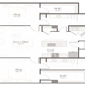 Encore T6 2 Bedroom Apartment Floor Plan