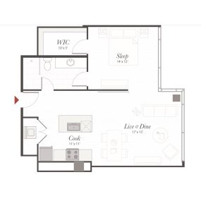 Encore P5 1 Bedroom Apartment Floor Plan