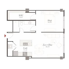 Encore P9 1 Bedroom Apartment Floor Plan