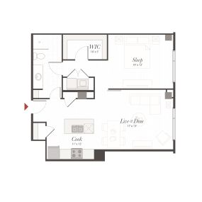 Encore T7 1 Bedroom Apartment Floor Plan