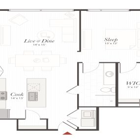 Encore X3 1 Bedroom Apartment Floor Plan