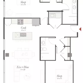 Encore T8 2 Bedroom Apartment Floor Plan