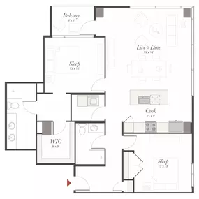 Encore B6 2 Bedroom Apartment Floor Plan
