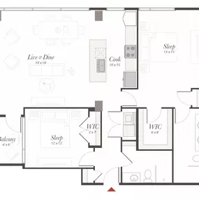 Encore B1 2 Bedroom Apartment Floor Plan