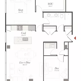 Encore P10 1 Bedroom + Den Apartment Floor Plan