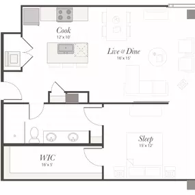 Encore T5 1 Bedroom Apartment Floor Plan