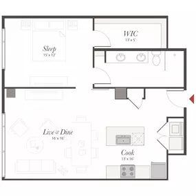 Encore P6 1 Bedroom Apartment Floor Plan