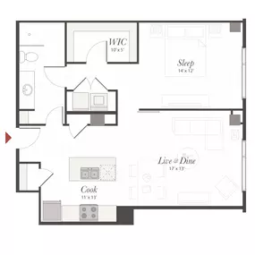 Encore T7 1 Bedroom Apartment Floor Plan