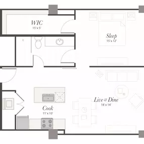 Encore P9 1 Bedroom Apartment Floor Plan