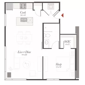 Encore X1 1 Bedroom Apartment Floor Plan