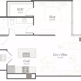 Encore P5 1 Bedroom Apartment Floor Plan