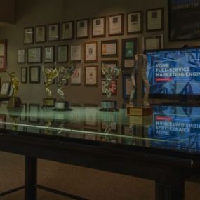collection of MARION awards in the Houston conference room