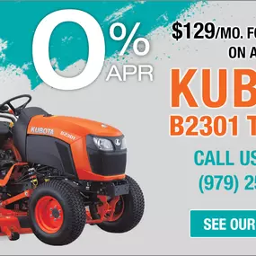 limited time offer on a new kubota b2301 tractor