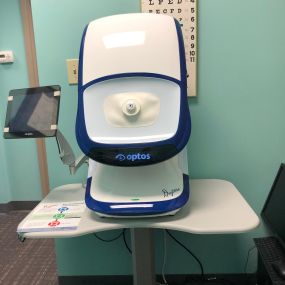 This is our Optos Optomap, used to acquire digital images of the retina without the need for dilation. It can be used as an alternative to dilation drops.