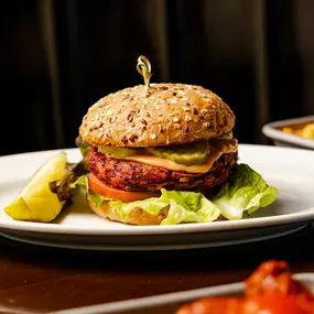 veggie burger with pickle