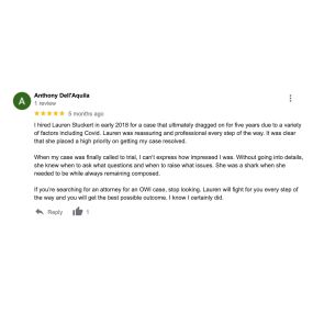 Google review of Mishlove & Stuckert, LLC Attorneys at Law | Milwaukee, WI