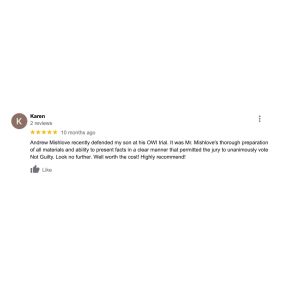 Google review of Mishlove and Stuckert, Attorneys at Law | Milwaukee, WI