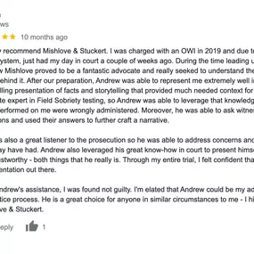 Google review of Mishlove and Stuckert, Attorneys at Law | Milwaukee, WI