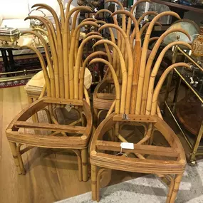 Extraordinary set of four bamboo chairs