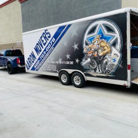 Aaron Movers trailer outside of storage facility