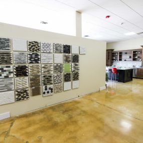 Stone International showroom with bathroom tile samples.