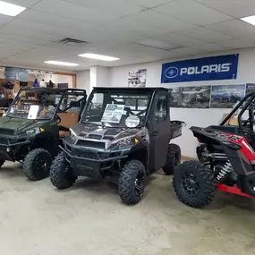 We are a Polaris dealer and have a great selection of top of the line Polaris ATVs and Rangers for sale.