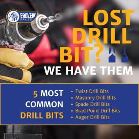 Have you lost a drill bit? No worries! Eagle Sales has your back with a wide range of drill bits for every need. Beyond drill bits we also have an enormous selection of tools needed for a DIY project or professional job. Stop by today to see all the ways Eagle Sales can assist with your project needs!
