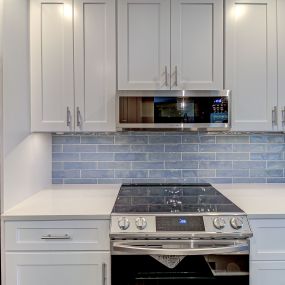 White Shaker Kitchen with low profile microwave