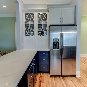 Kitchen Remodel with Blue Base Cabinets