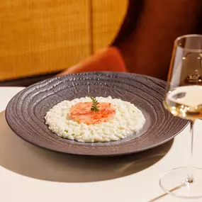 Chef’s Signature: Brown butter risotto with lemon and red prawns tartare