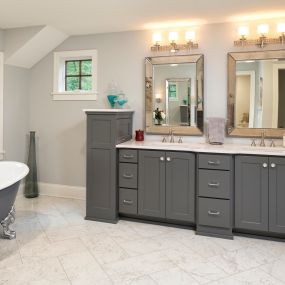 Northland Cabinets, Inc, Orono, MN Remodel - Bathroom Double Vanity Gray Modern Tones