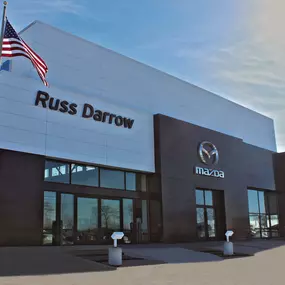 Front of the Russ Darrow Metro Mazda building.