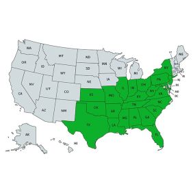 Carports USA States Coverage Area FL, GA, AL, MS, LA, TX, SC, NC, TN, AR, OK, VA, WV, KY, NY, NJ, PA, MD, OH, IN, IL, MO, KS.