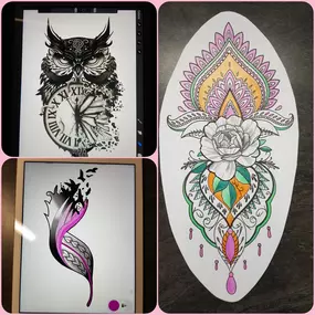 tatouage hibou horloge In'k