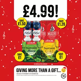 £4.99 each on selected small beer, lager & cider packs.