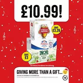 £10.99 each on selected beer, lager and cider packs