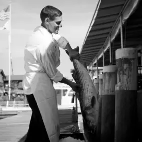 Chef with fresh fish at The Mooring