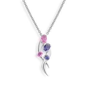 Pink and blue sapphire necklace