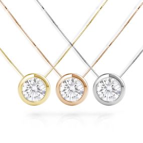 Diamond slider necklace in white, rose and yellow gold