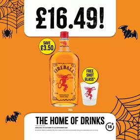 Fireball 70cl - Free glass with purchase only whilst stock lasts.