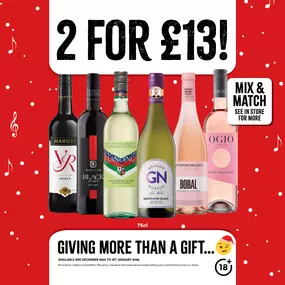 2 for £13 on selected wines