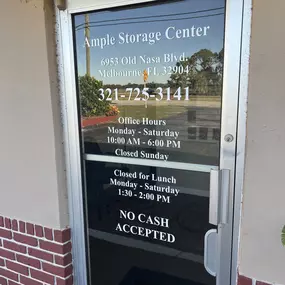 Ample Storage Melbourne FL Rental Office