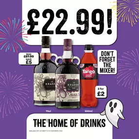 £22.99 Kraken Rum, cheap deals, savings, bargain booze