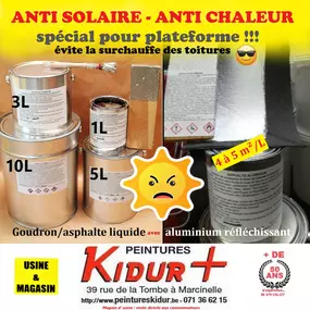 revêtement goudronneux anti solaire et anti solaire réfléchissant pour plateforme, fait baisser la température de la toiture et des pièces sous toiture