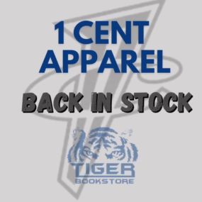 Exciting news from Tiger Bookstore! 1Cent apparel is back in stock! From stylish short-sleeved tees to comfortable hoodies, our 1Cent apparel is the perfect way to show your Tiger pride! Get yours today in-store or online.