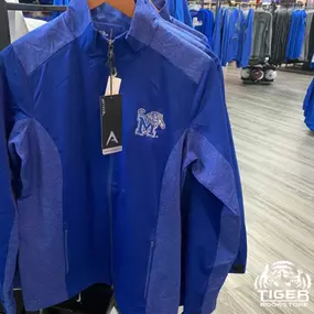 This jacket isn't only stylish and practical, it's waterproof! Come pick yours from the Tiger Bookstore today!