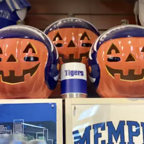 Show your Tiger pride and light up your favorite fall space with our adorable Memphis Tigers ceramic jack-o-lanterns at the Tiger Bookstore on Walker Ave, perfect for indoor or outdoor use!