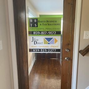 Baker Business & Tax Solutions door signage