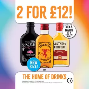 2 For £12 on 20cl spirit bottles