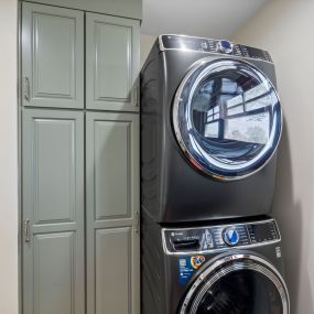 New storage space for the laundry room. The homeowner wanted a sage green color to stand out from everything else in the room.